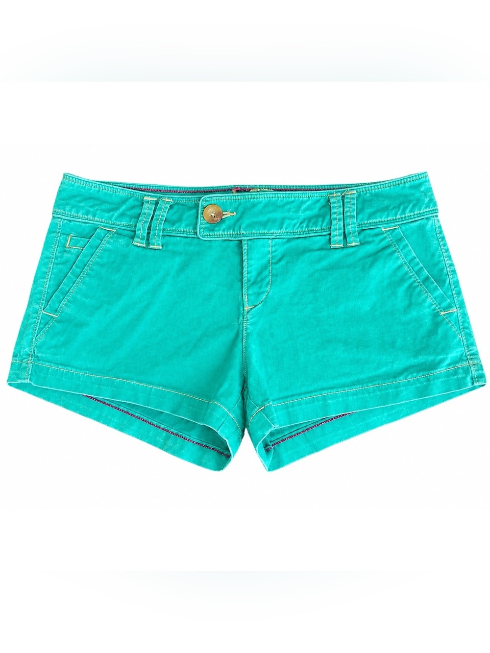 American Eagle AEO Teal Ultra Micro Mini Chino Shorts Y2K Low Rise Size 4